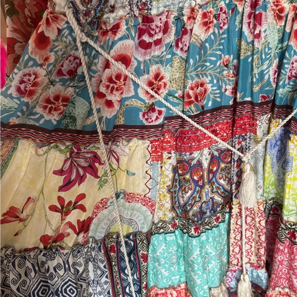 Johnny Was Blue and Pink Ruffled Tiered Sundress - Picture 5 of 6